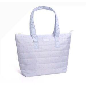 LoveShackFancy x Yoobi Quilted Tote Bag Lavender Floral Laptop Sleeve Travel Bag
